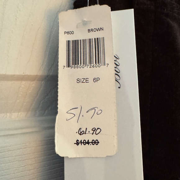 NYDJ Size 6 Petite Brown Velveteen Sara Bootcut Jeans - $51 - NWT - Picture 4 of 16